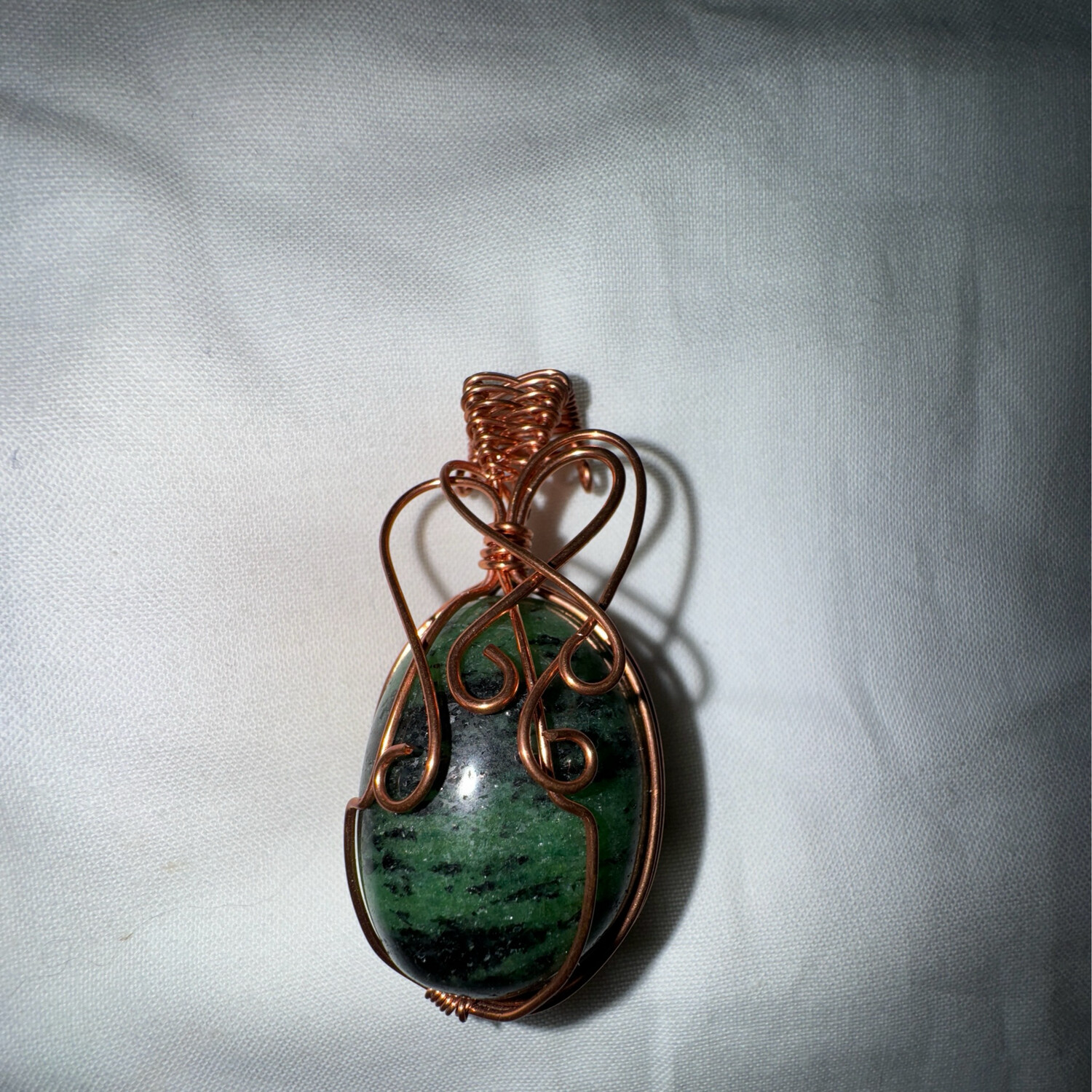 Green Zoisite Copper Pendant