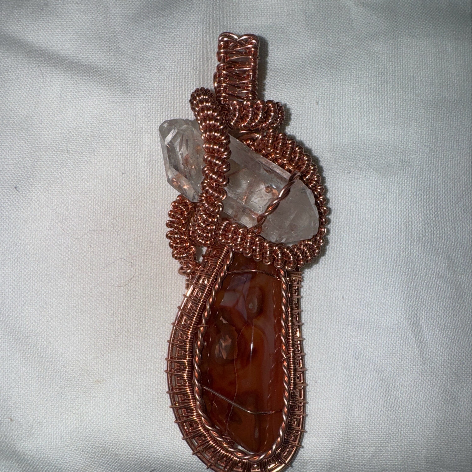 Clear Quarts/ Carnelian
