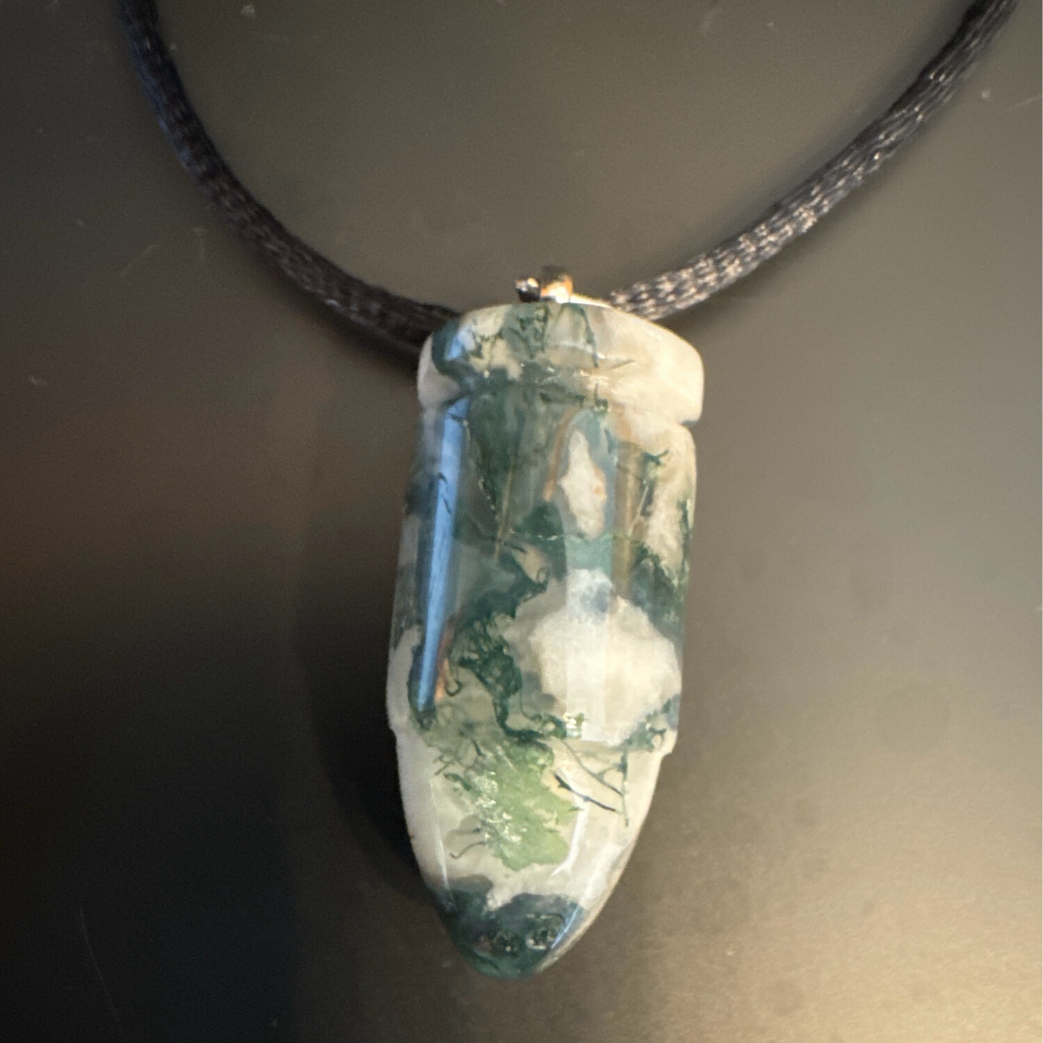 Moss Agate Bullet Pendant