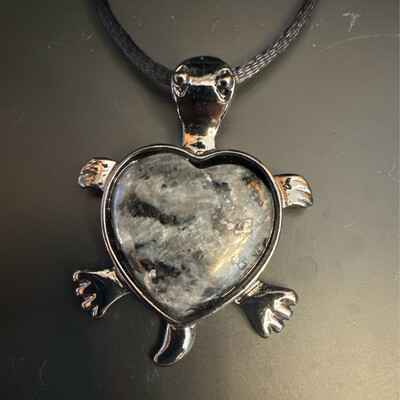 Larvakite Turtle Pendant