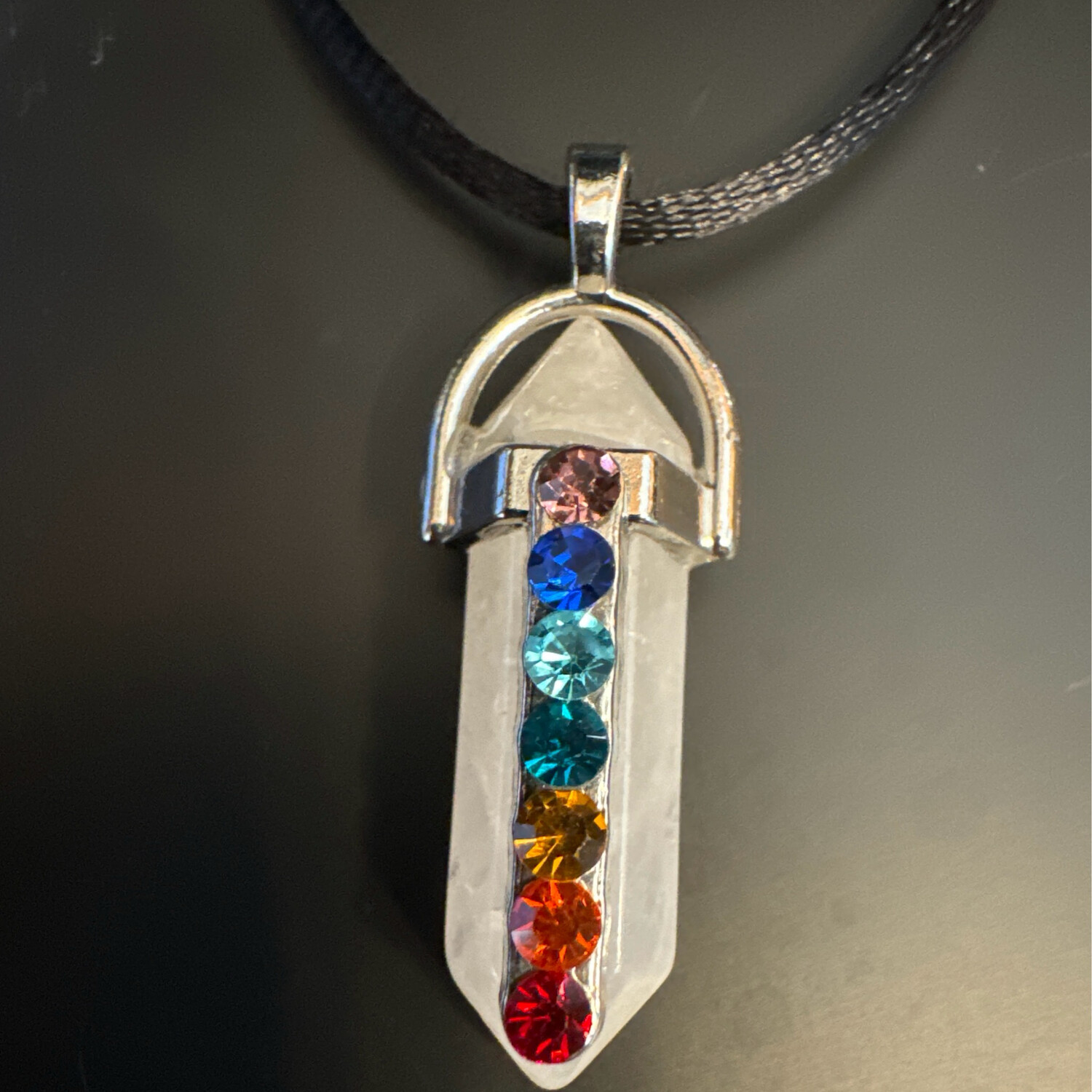 Small Chakra Quartz Pendant