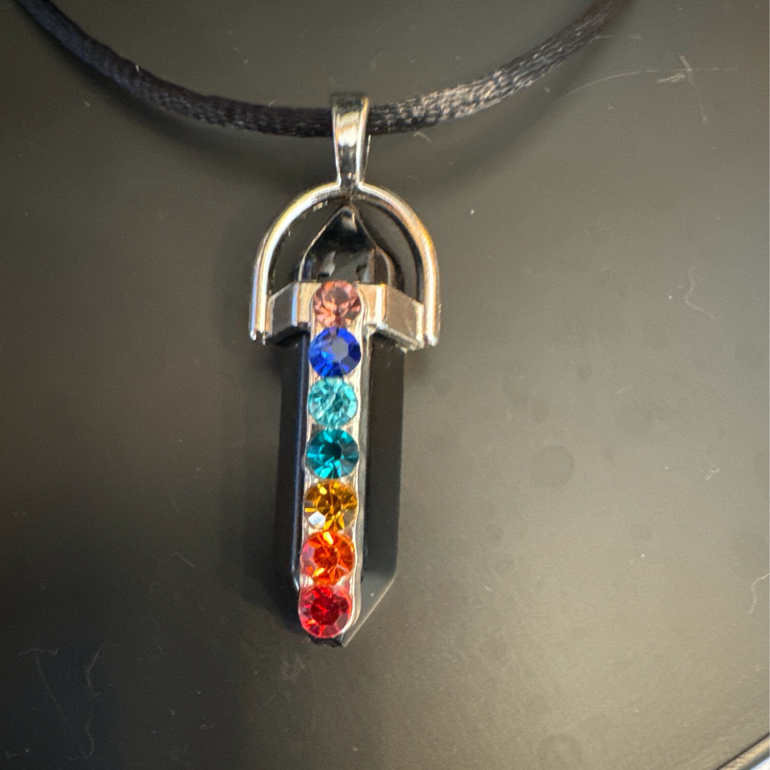 Black Obsidian Chakra Pendant