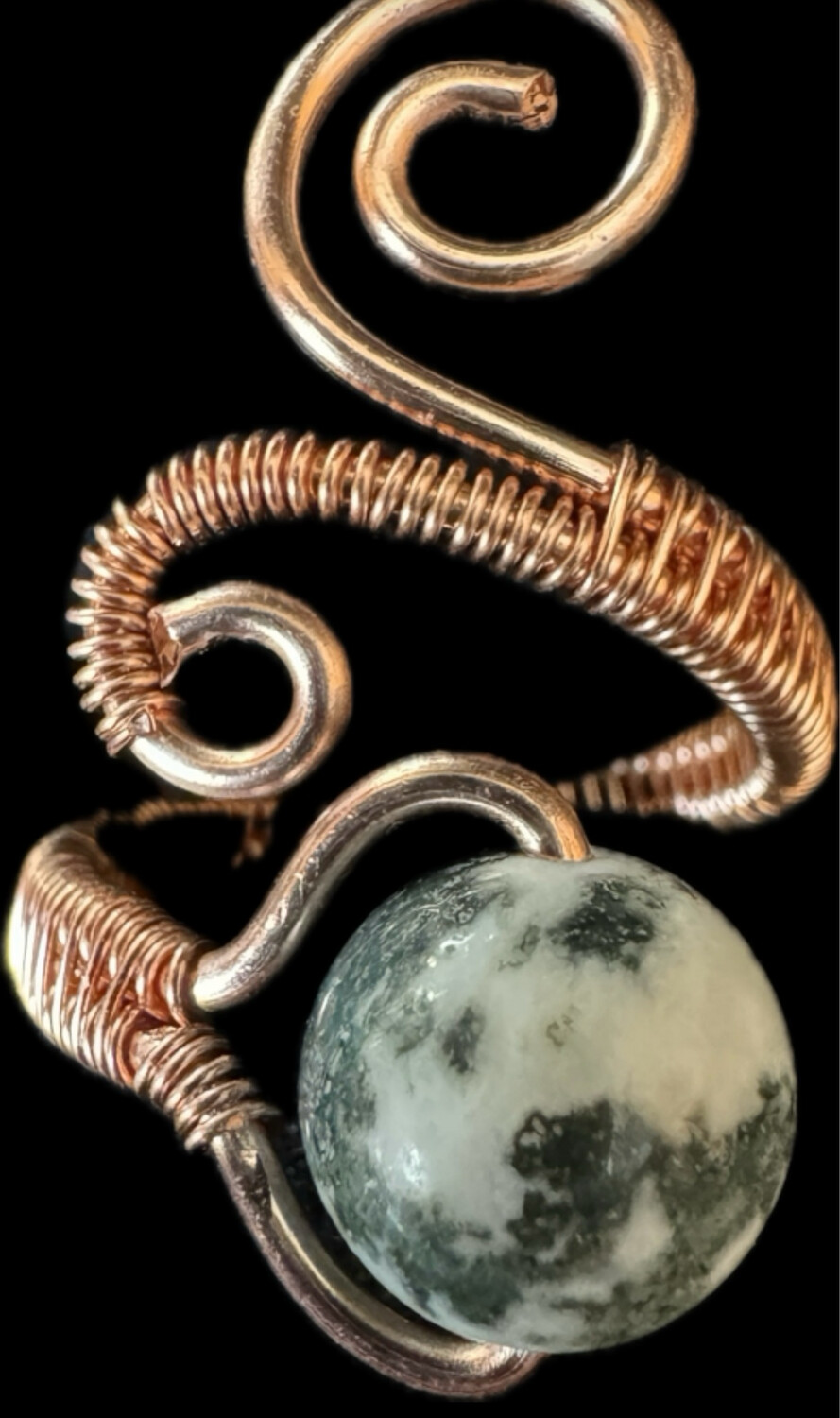 Moss Agate Adjustable Ring