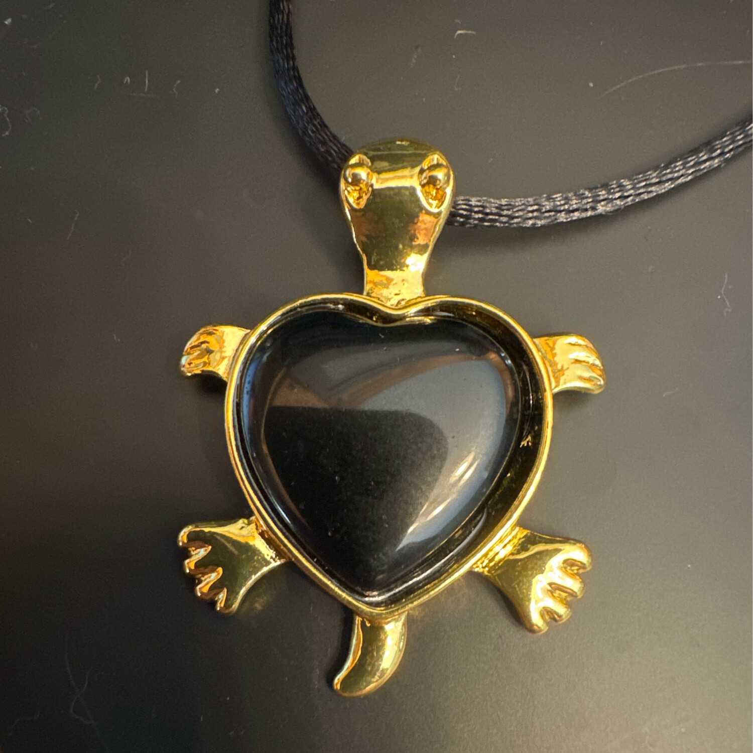 Black Obsidian Turtle Pendant