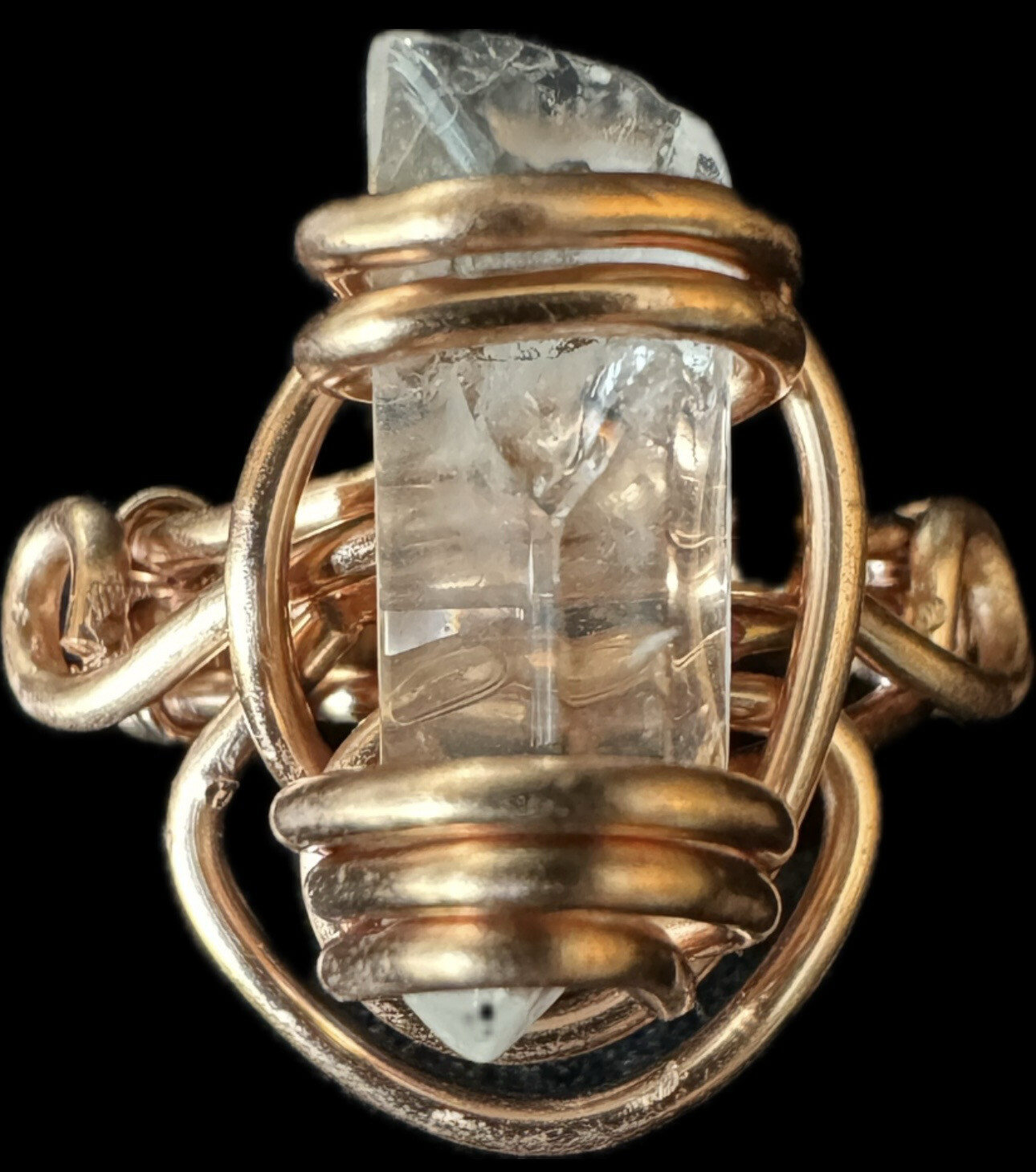 Clear Quartz Copper Ring Size 7