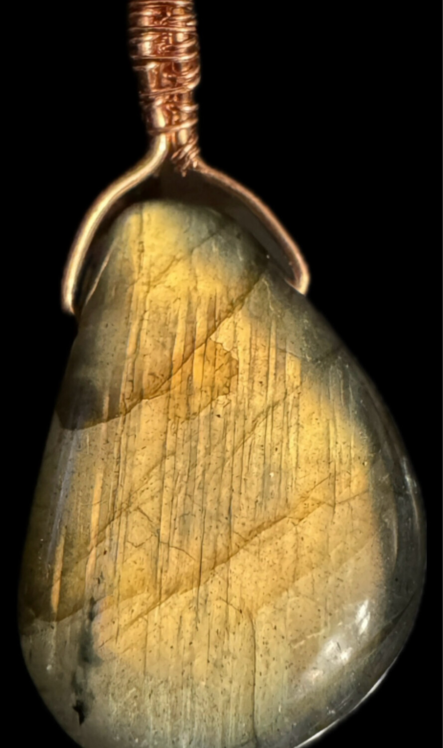 Drilled Gold Flash Labradorite Tumble Pendant