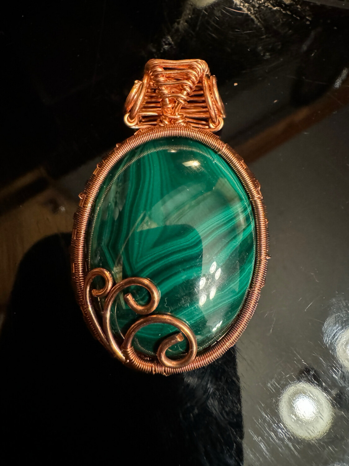 Large Cabochon Malachite Pendant