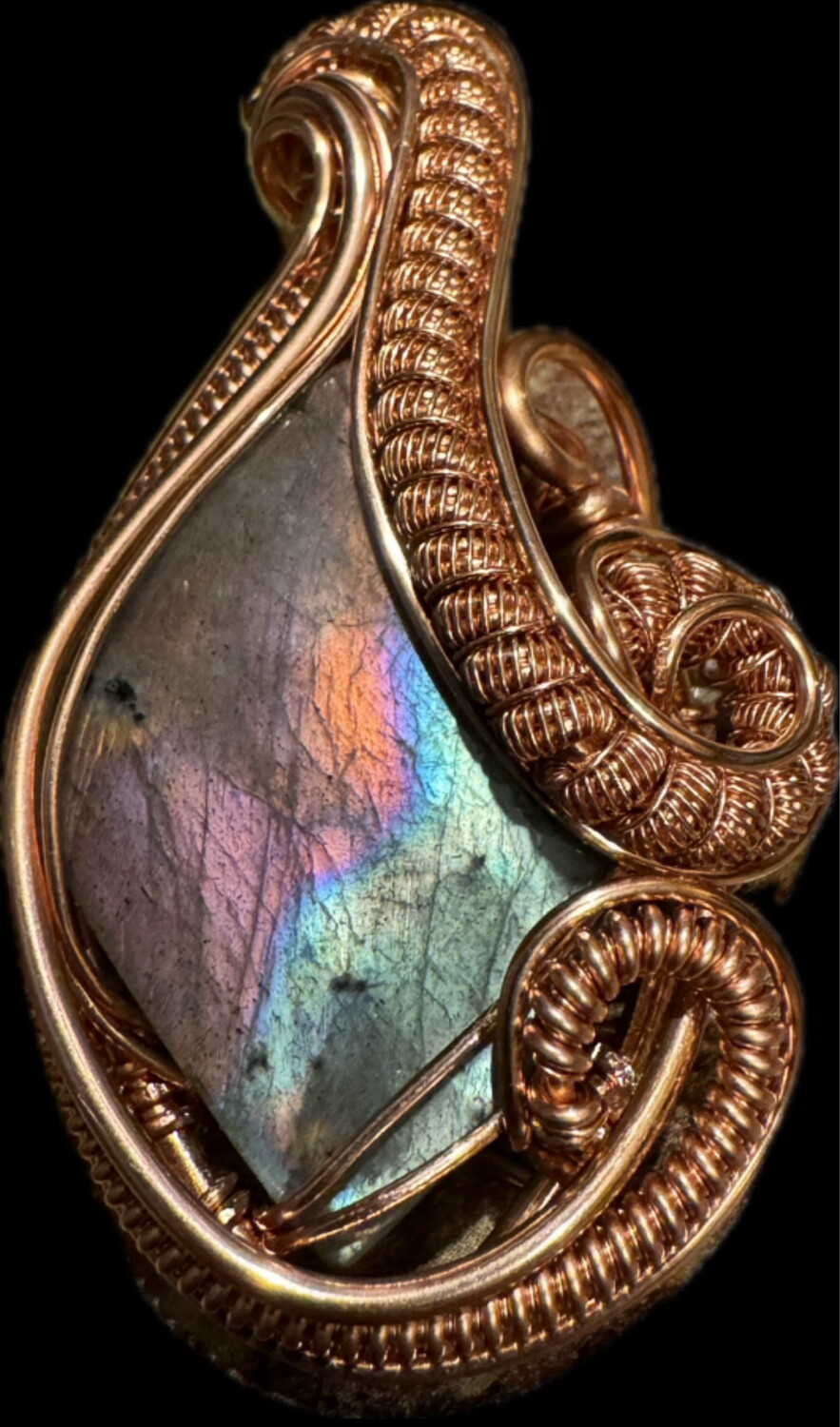 Pink And Blue Flash Labradorite Pendant