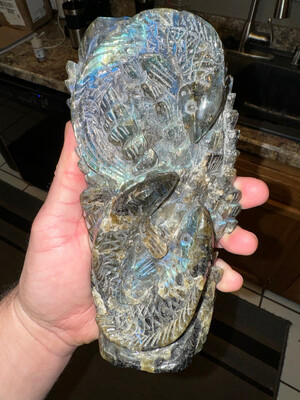 Labradorite Double Sided Fish Carving
