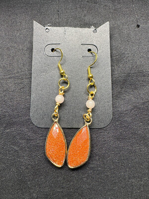 Sunstone Earrings With White Opal