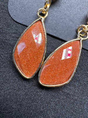 Sunstone Earrings With White Opal