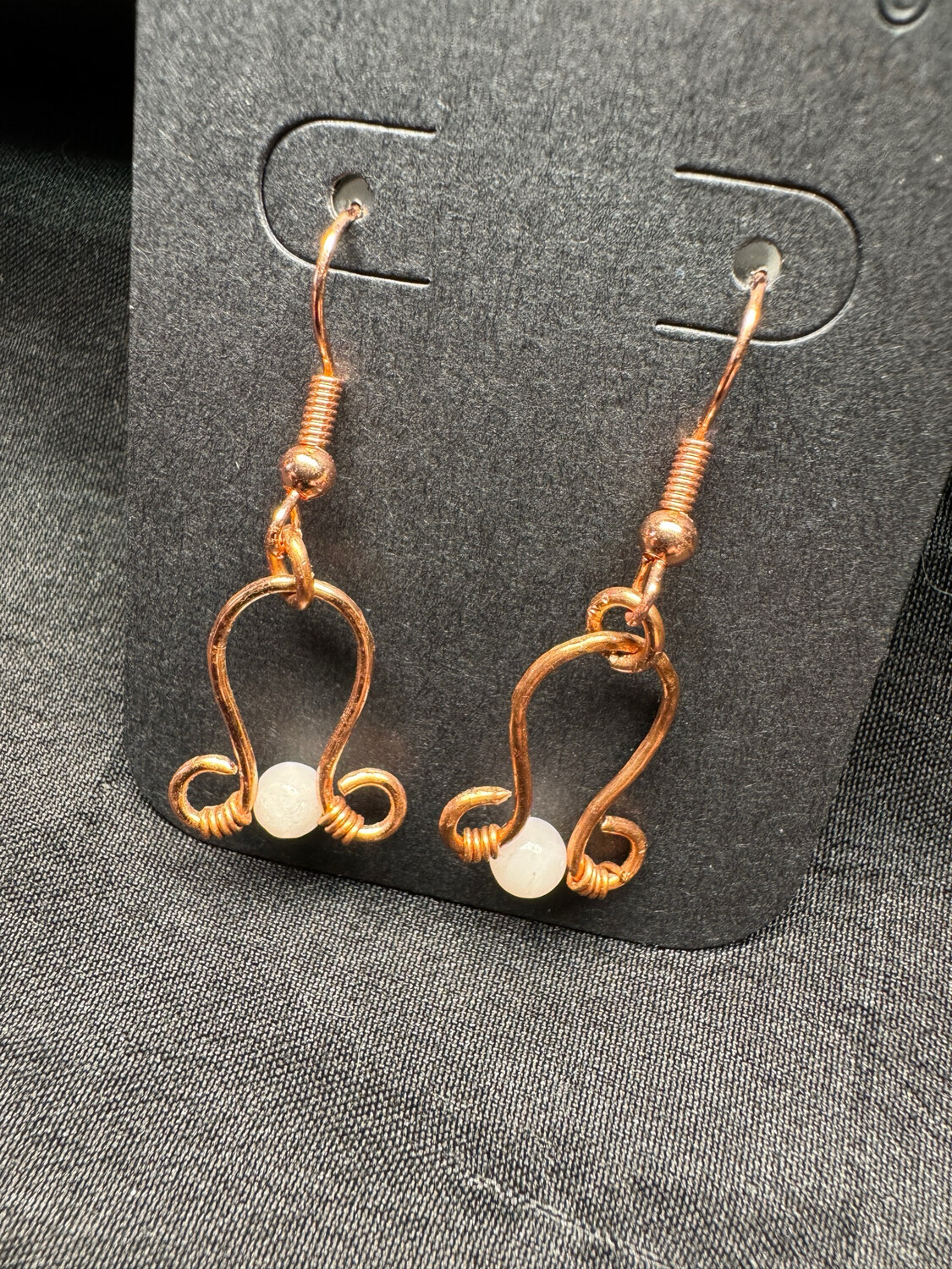 White Opal And Copper Earrings
