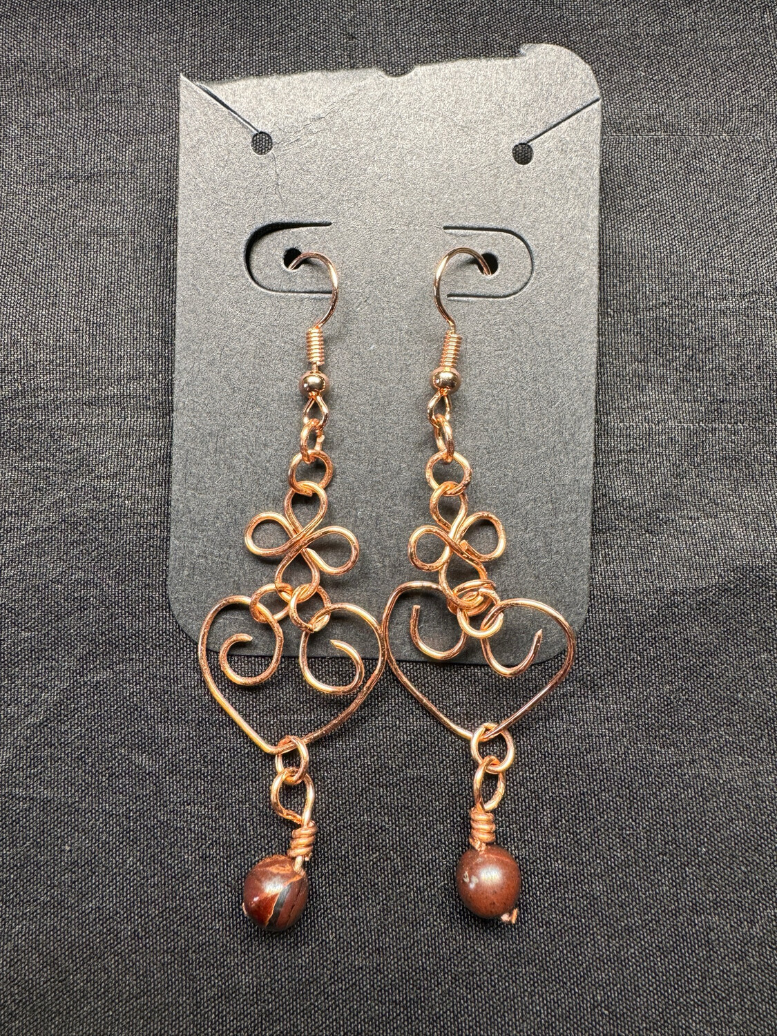Red Tiger Eye Copper Earrings