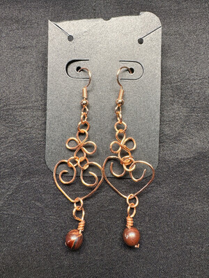 Red Tiger Eye Copper Earrings
