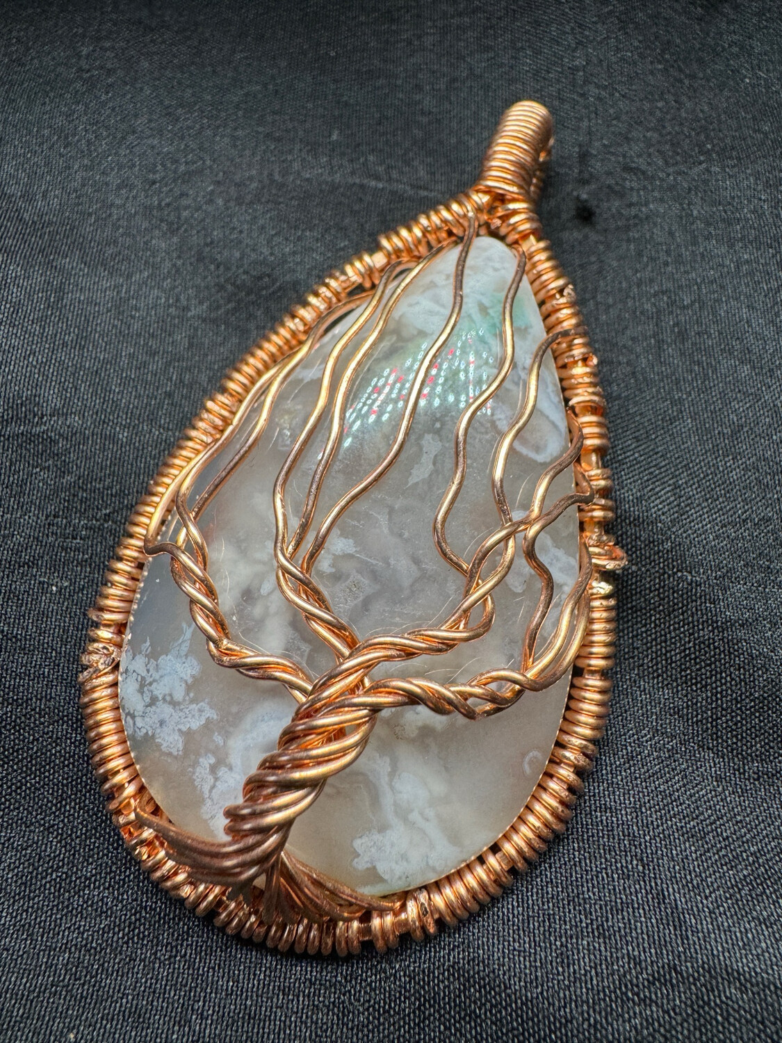 Flower Agate Tree Of Life Pendant