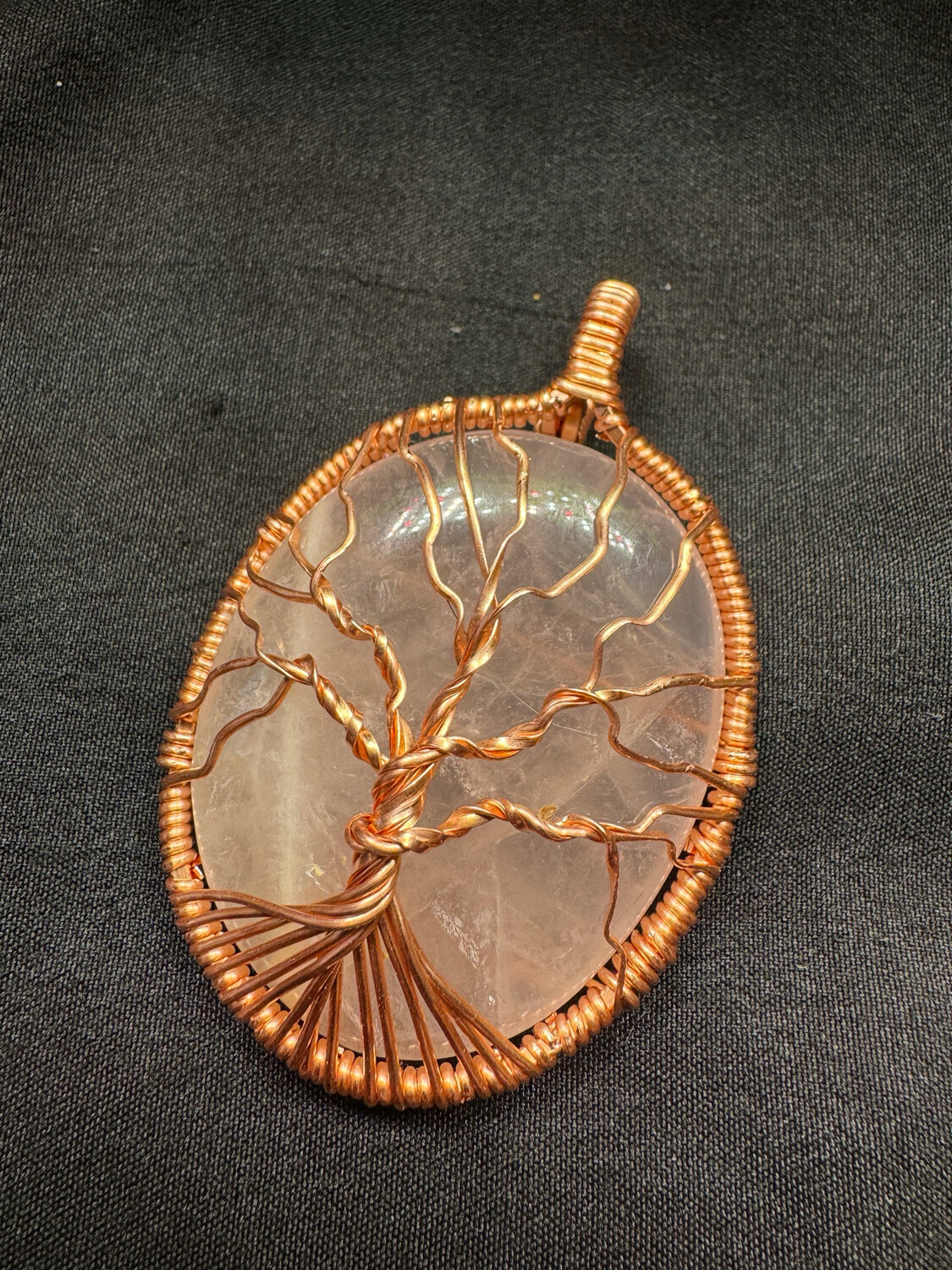 Rose Quartz Tree Of Life Pendant