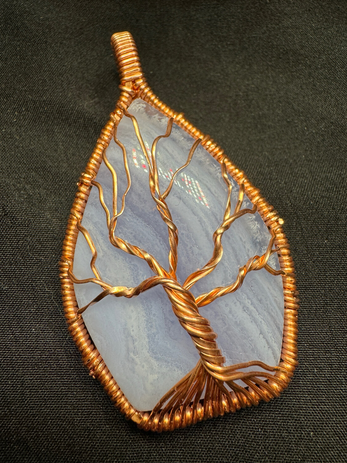 Blue Lace Agate Tree Of Life Pendant
