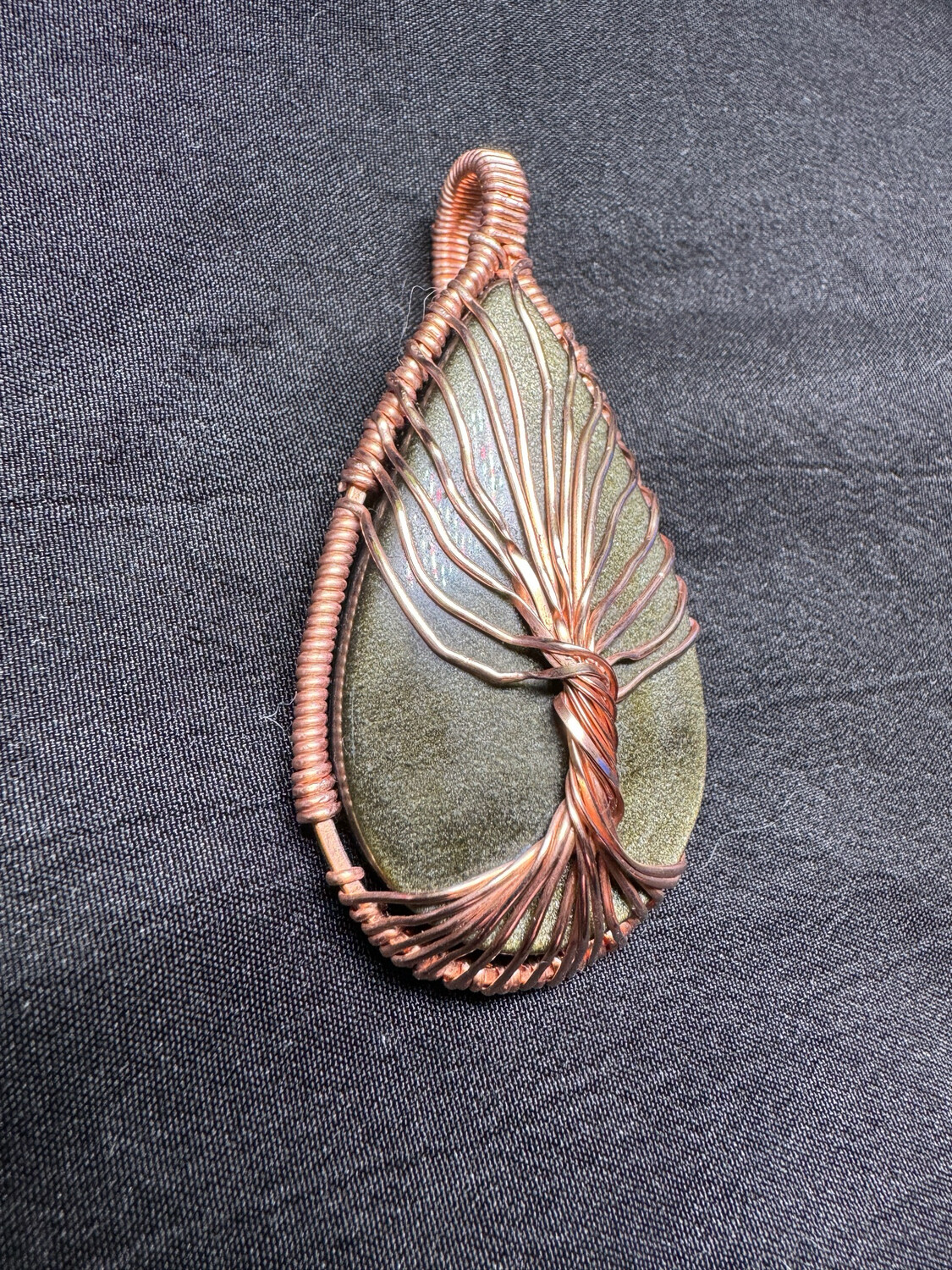Gold Sheen Obsidian Tree Of Life Pendant