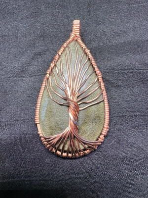 Gold Sheen Obsidian Tree Of Life Pendant