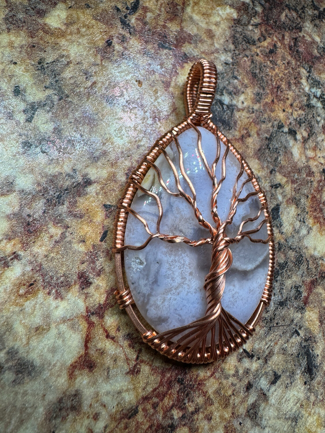 Flower Agate Tree of Life Pendant