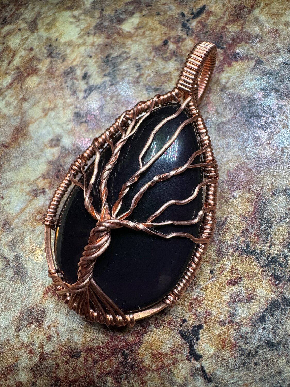 Rainbow Obsidian Tree If Life Pendant (purple)