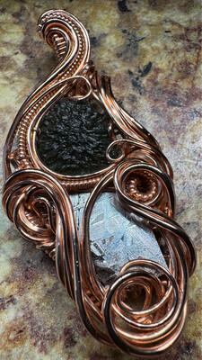 Moldavite And Scandinavian Meteorite Pendant