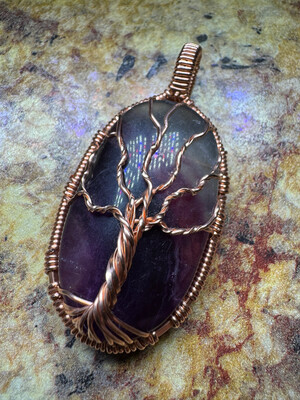 Rainbow Fluorite Tree If Life Pendant