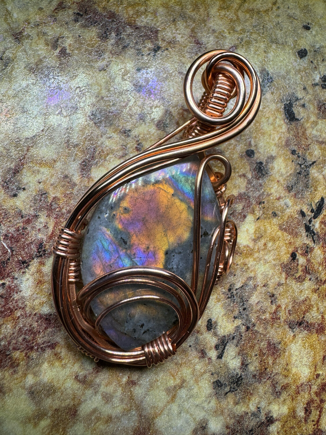Orange And Purple Labradorite Pendant