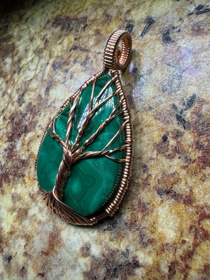 Light Green Malachite Tree Of Life Pendant
