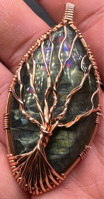 Silver Flash Labradorite Tree Of Life Pendant