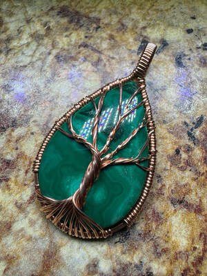 Light Green Malachite Tree Of Life Pendant