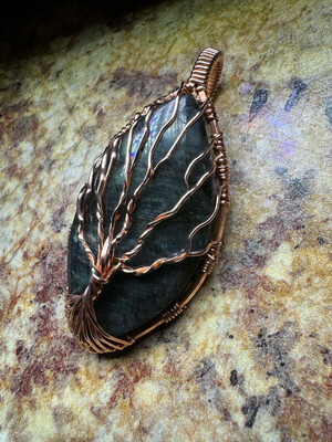 Silver Flash Labradorite Tree Of Life Pendant