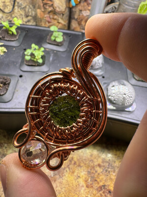 Moldavite Herkimer Reactor Pendant