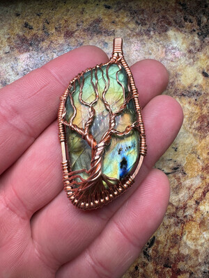 Large Labradorite Tree Of Life Pendant