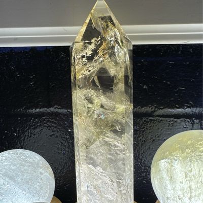 Clear Quartz Tower With Light Stand