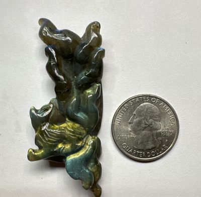 Labradorite 9 Tail Fox Carving Mini