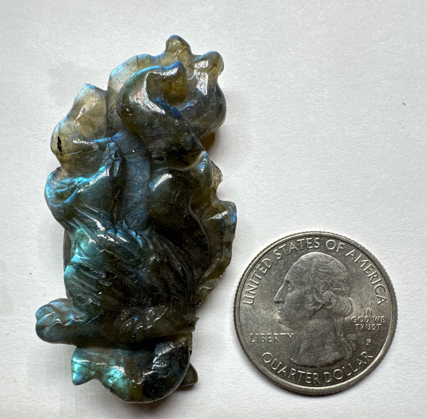 Labradorite 9 Tail Fox Carving Mini (slightly Chipped)