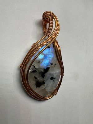 Rainbow Moonstone With Tourmaline Pendant