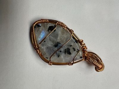 Rainbow Moonstone With Tourmaline Pendant