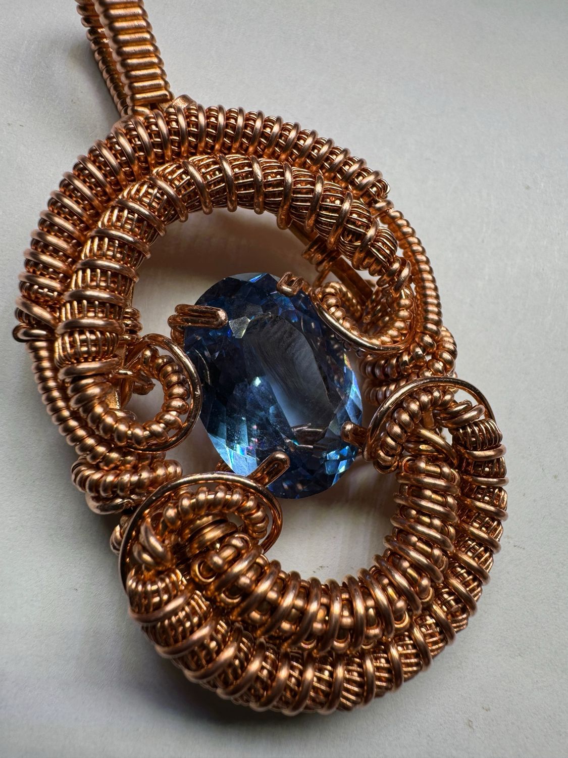 Blue Topaz Copper Pendant