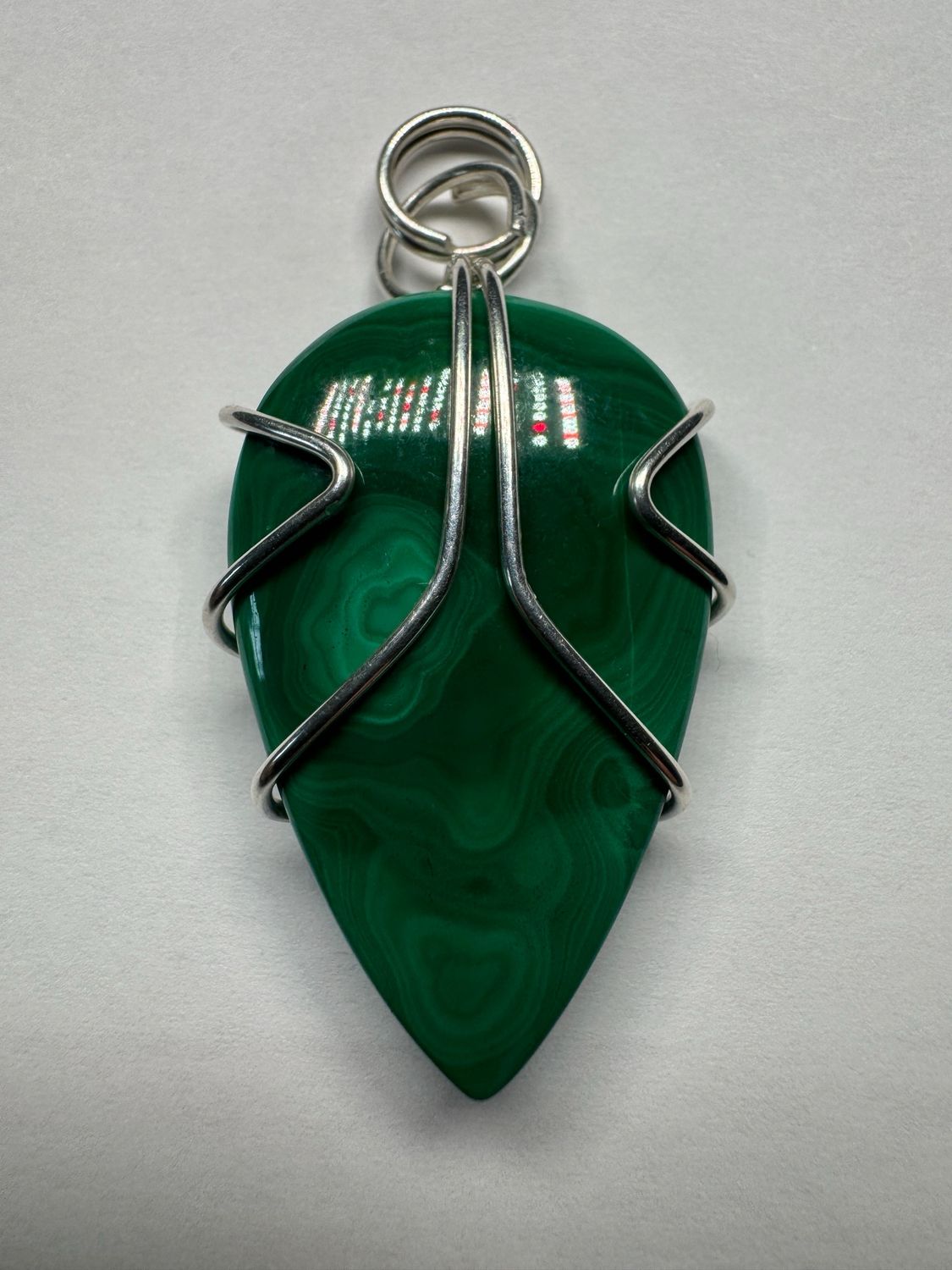 Medium Malachite In Sterling Silver Pendulum Style Pendant