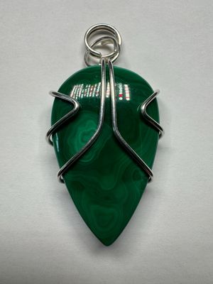 Medium Malachite In Sterling Silver Pendulum Style Pendant