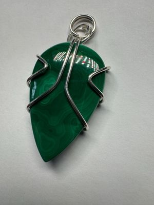 Medium Malachite In Sterling Silver Pendulum Style Pendant