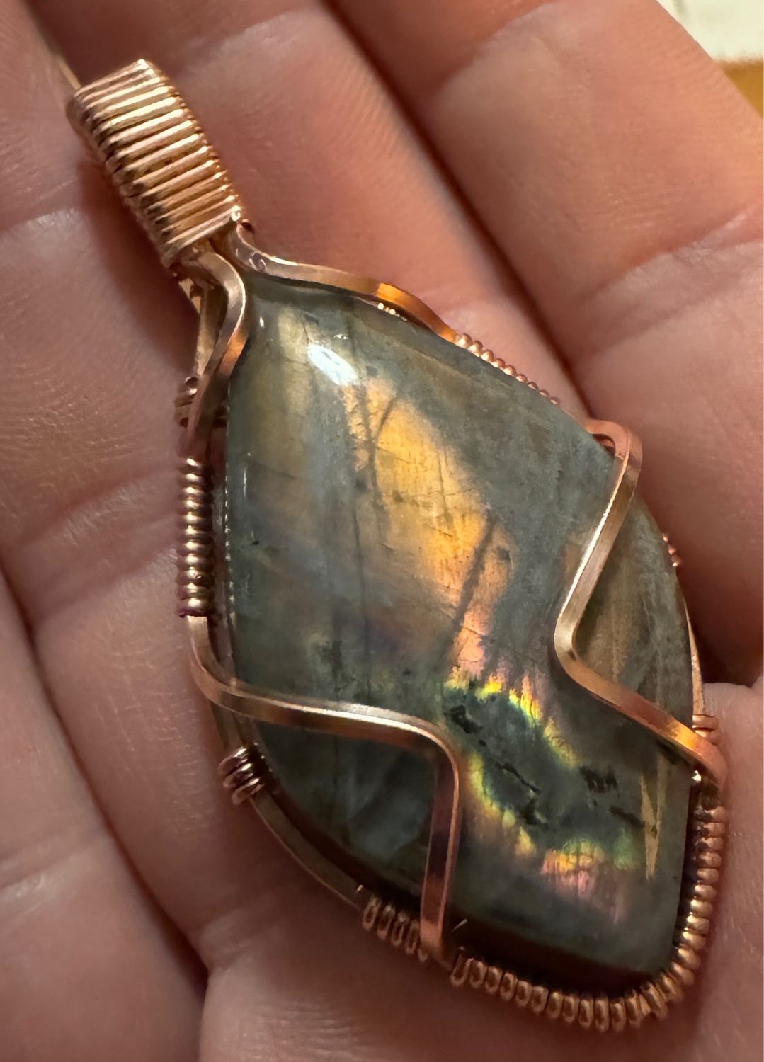 Labradorite In Copper Pendant