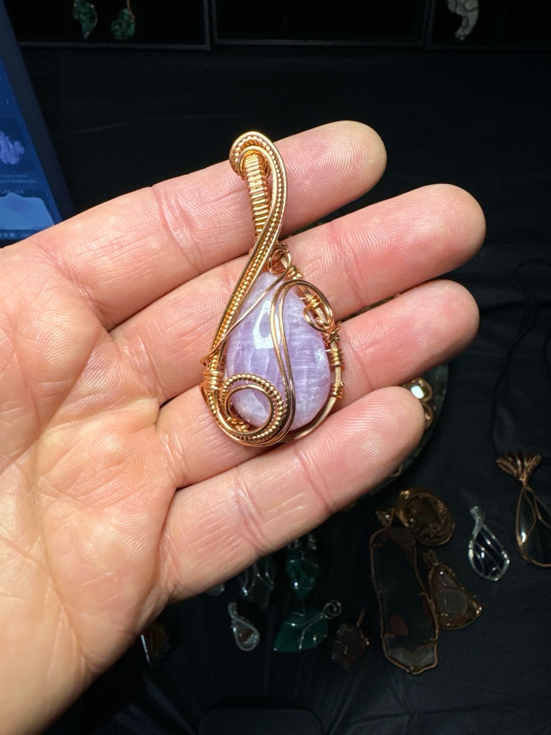 Kunzite Pendant In Copper
