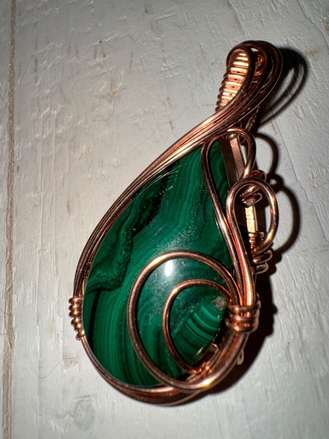 Malachite Pendant In Copper
