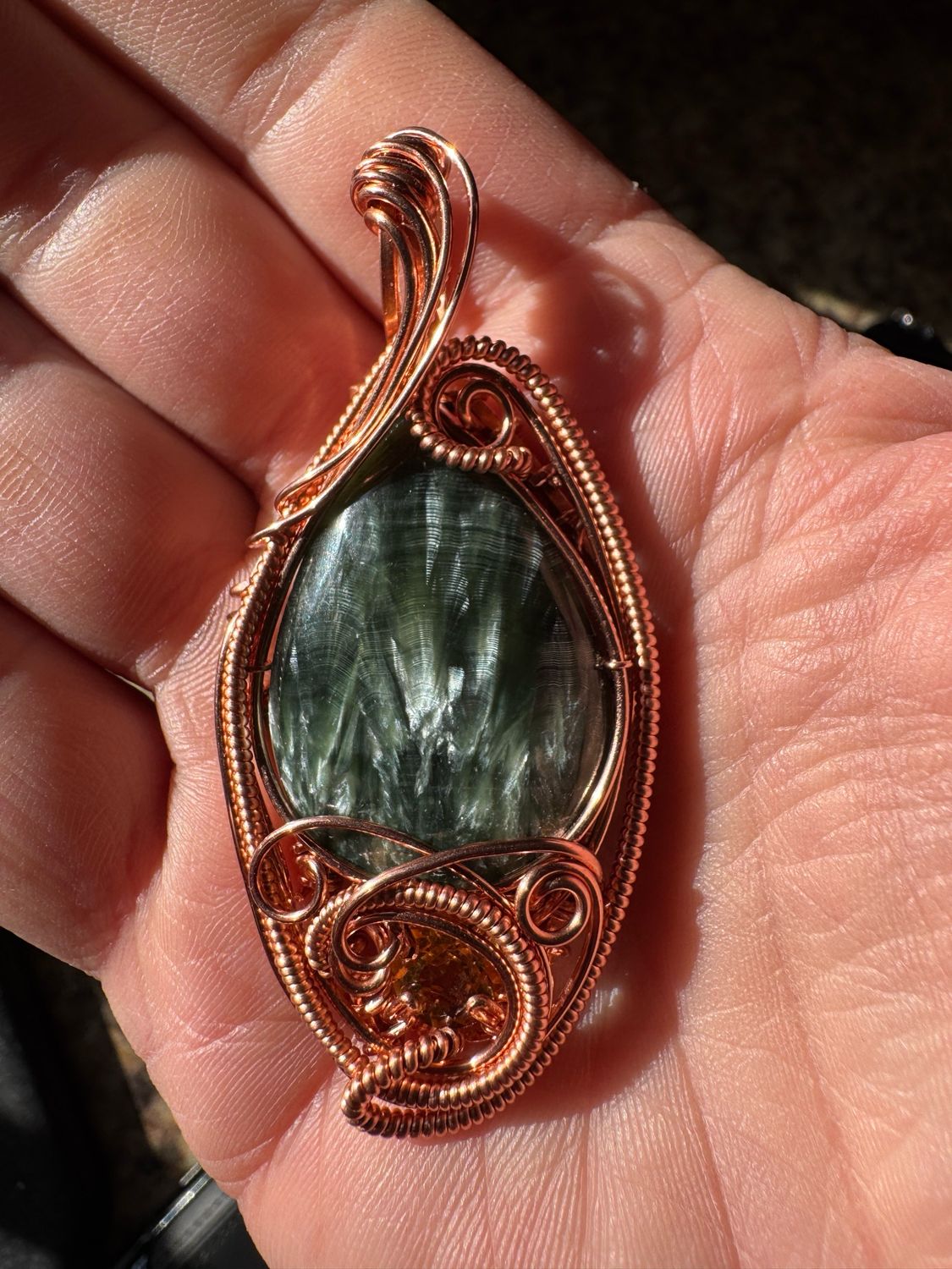 Seraphinite With Citrine In copper