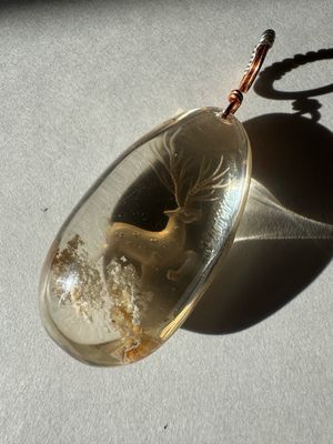 Garden Quartz Carved Deer Necklace