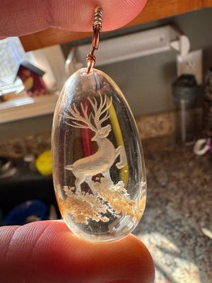 Garden Quartz Carved Deer Necklace