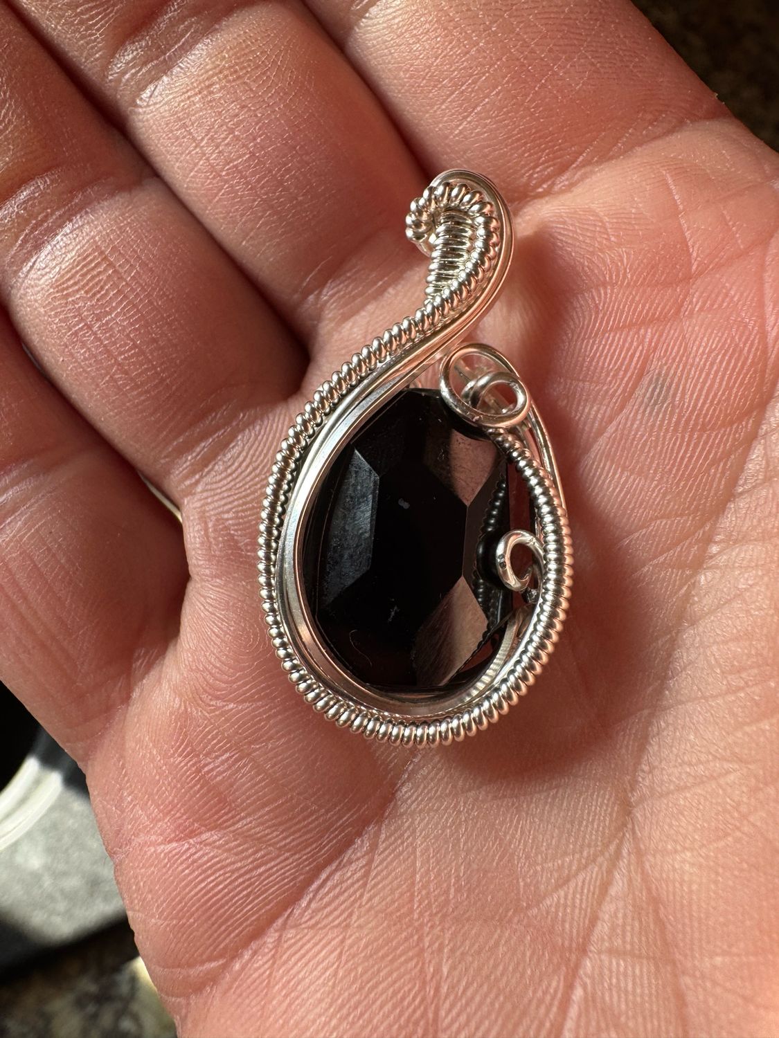 Ice Obsidian In Fine Silver